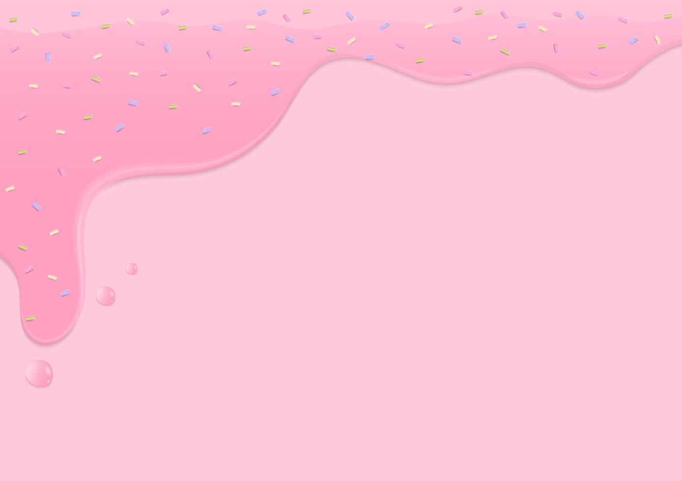 Sugar sprinkles on pink liquid background vector