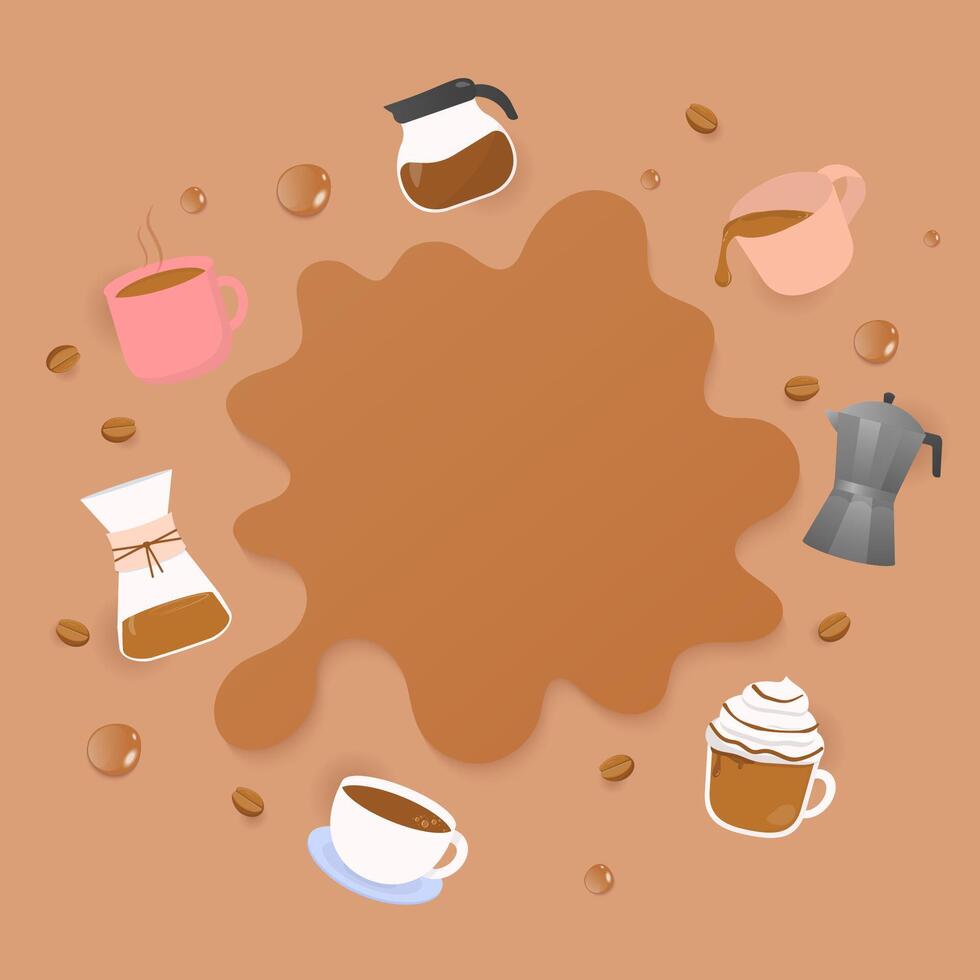 Coffee splash with hot drinks background vector