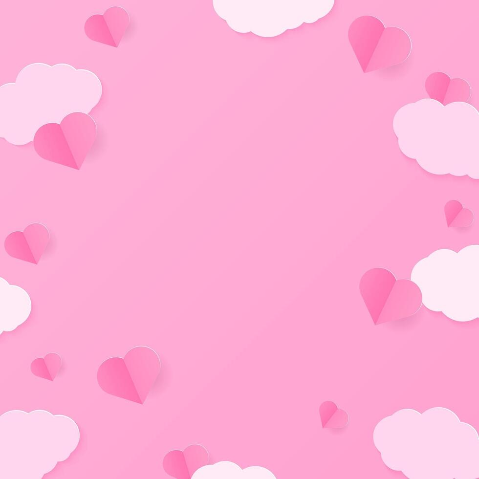 Heart and cloud paper art background vector