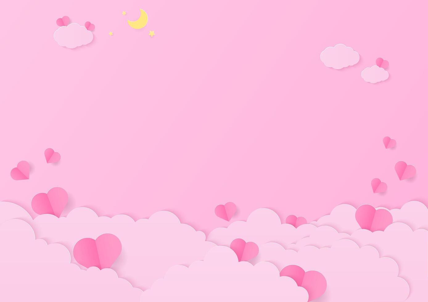 Pink heart with cloud background vector