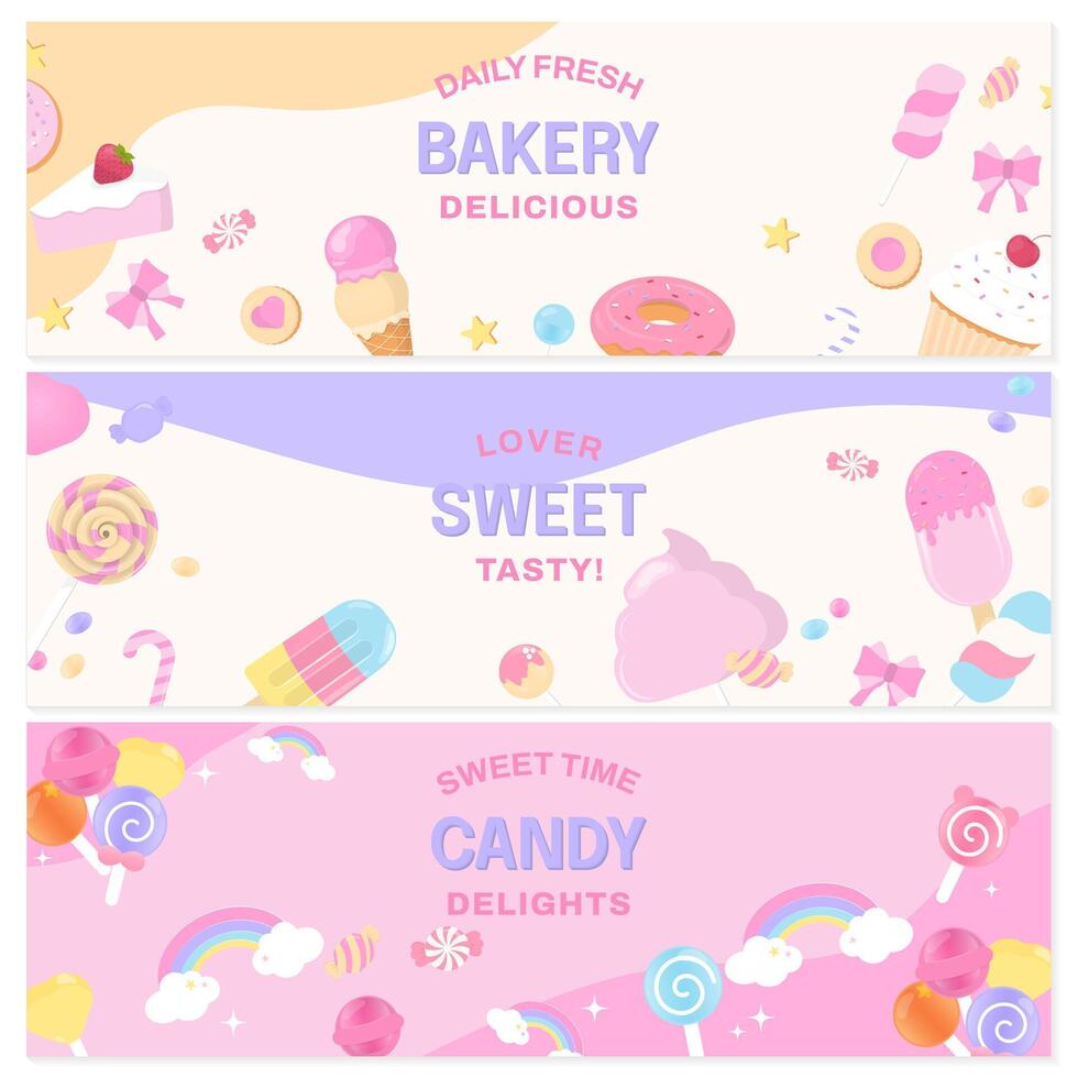 Bakery and candy banner template vector