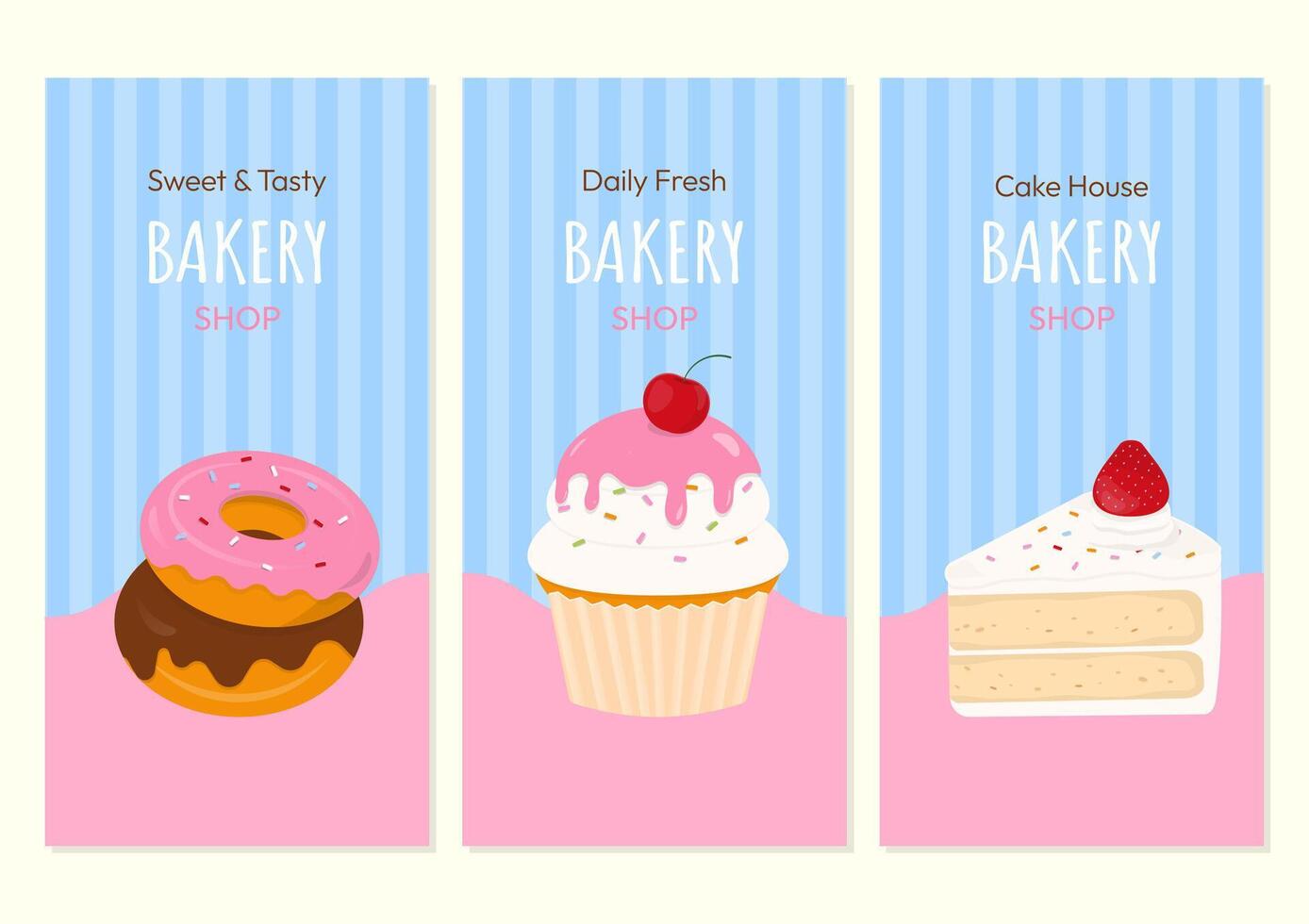 Bakery banner with cake and donut vector