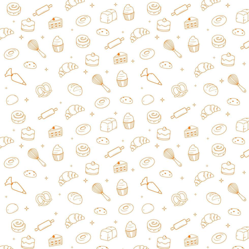 Bakery and baking utensils pattern vector