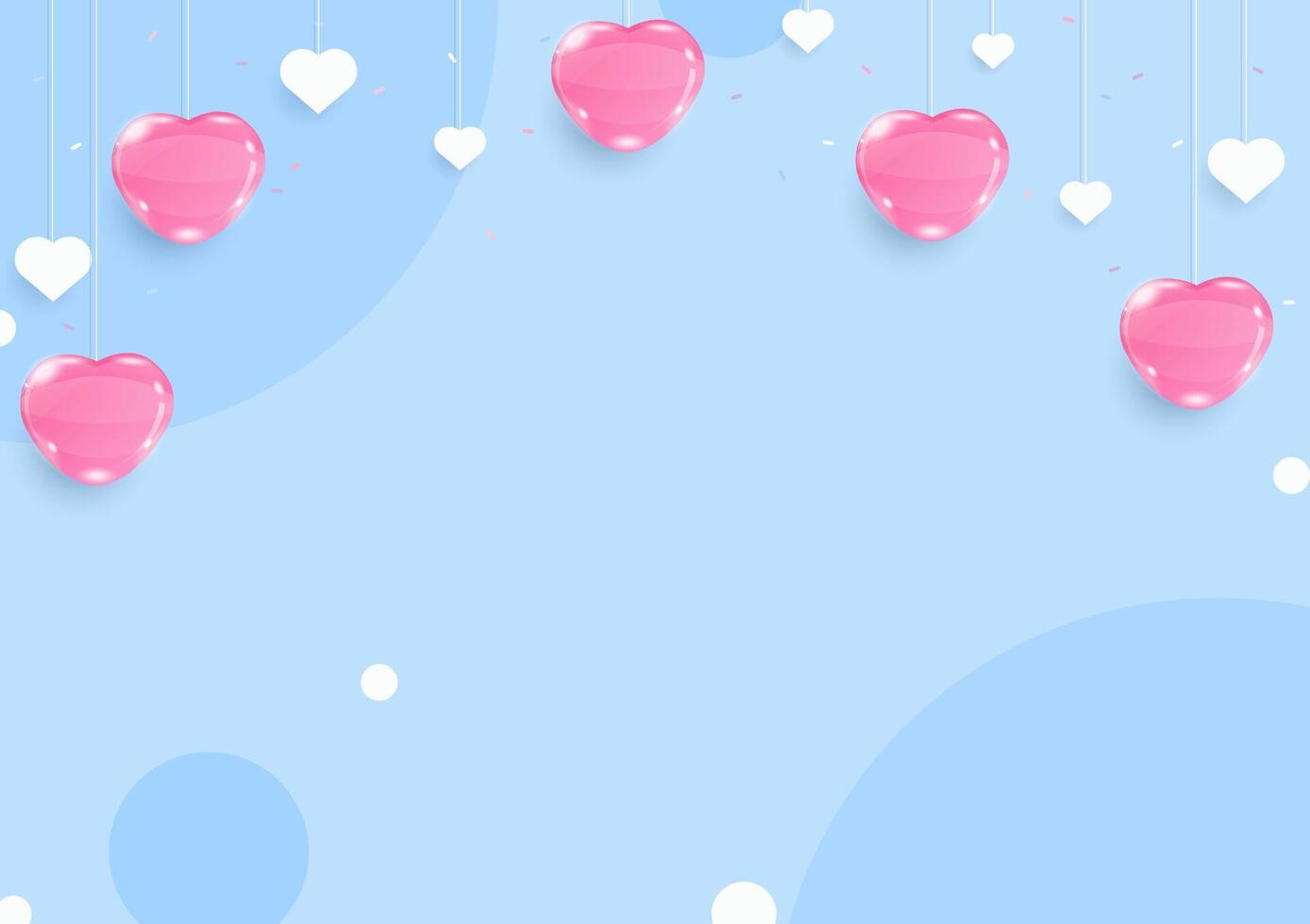Heart balloons and paper on blue background vector