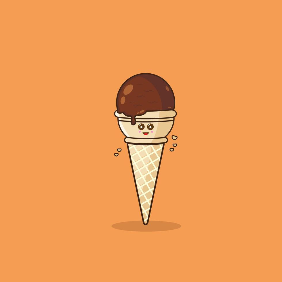 ilustración de hielo crema chocolate mascota vector