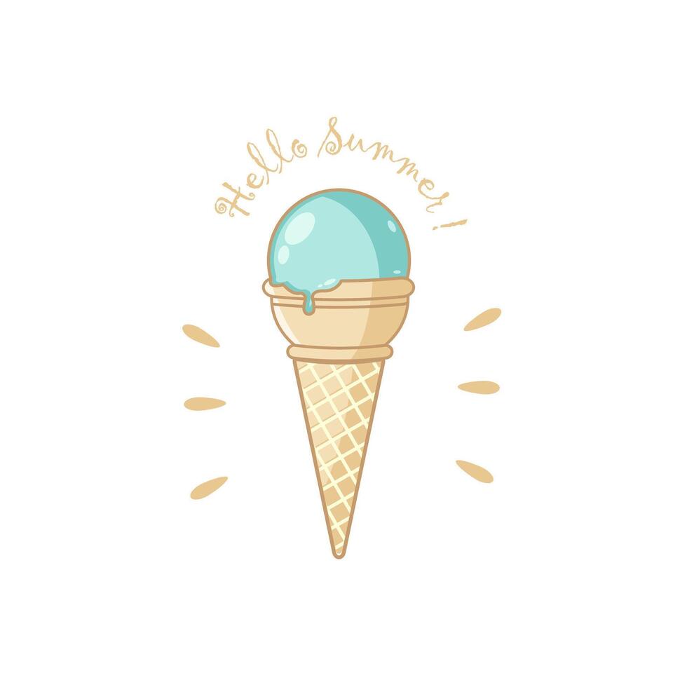 illustration of ice cream hello summer vector