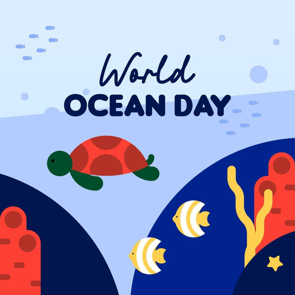 Flyer template for world oceans day celebration vector