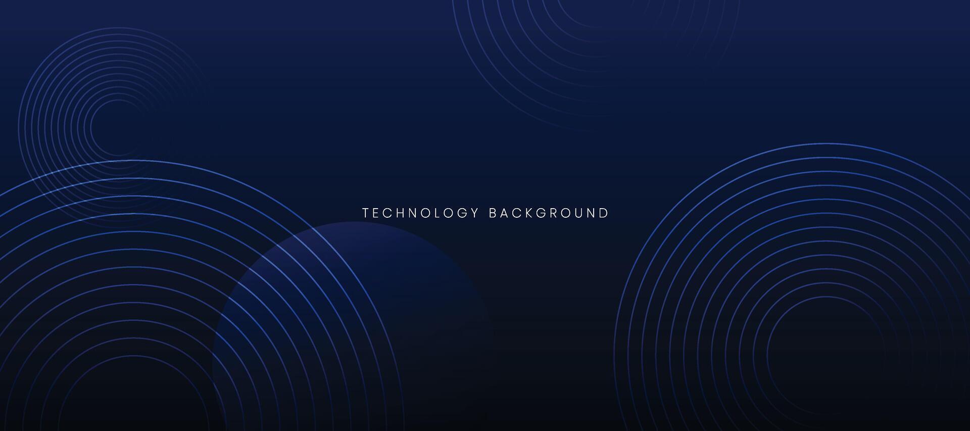 Blue technology background with circle lines. Futuristic modern design vector