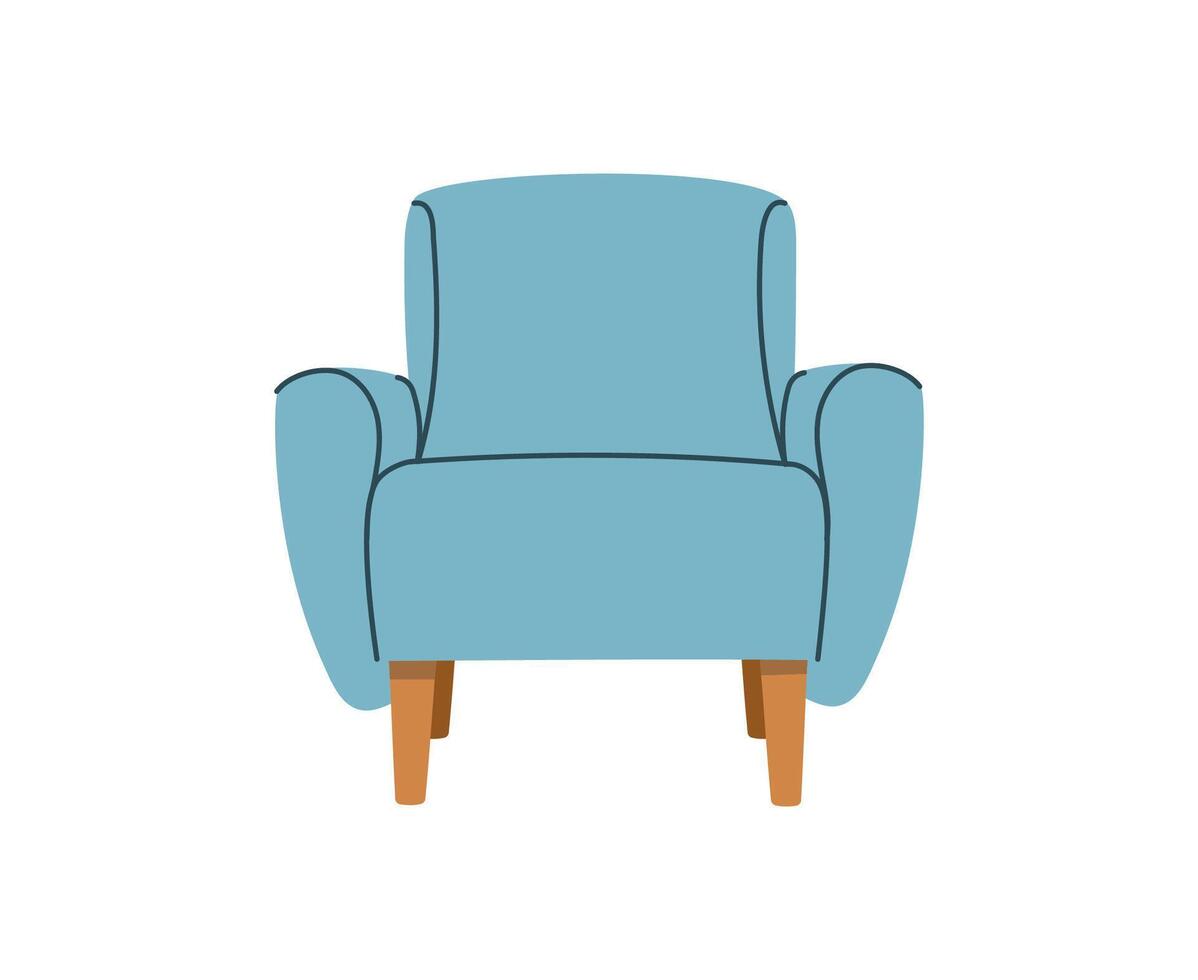 azul Sillón escandinavo aislado en blanco antecedentes para el interiores de habitaciones. ilustración plano estilo vector