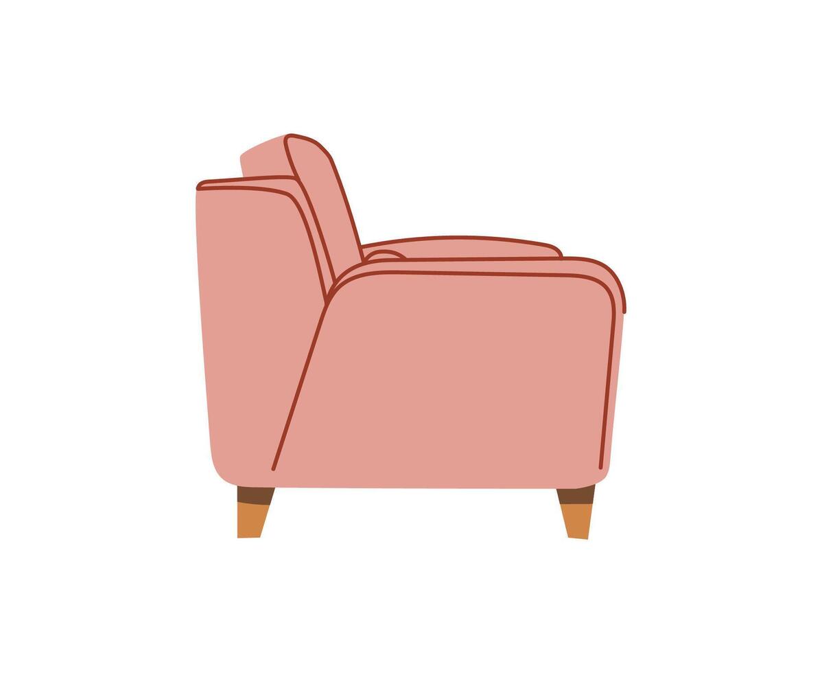 rosado Sillón escandinavo aislado en blanco antecedentes para el interiores de habitaciones. ilustración plano estilo vector