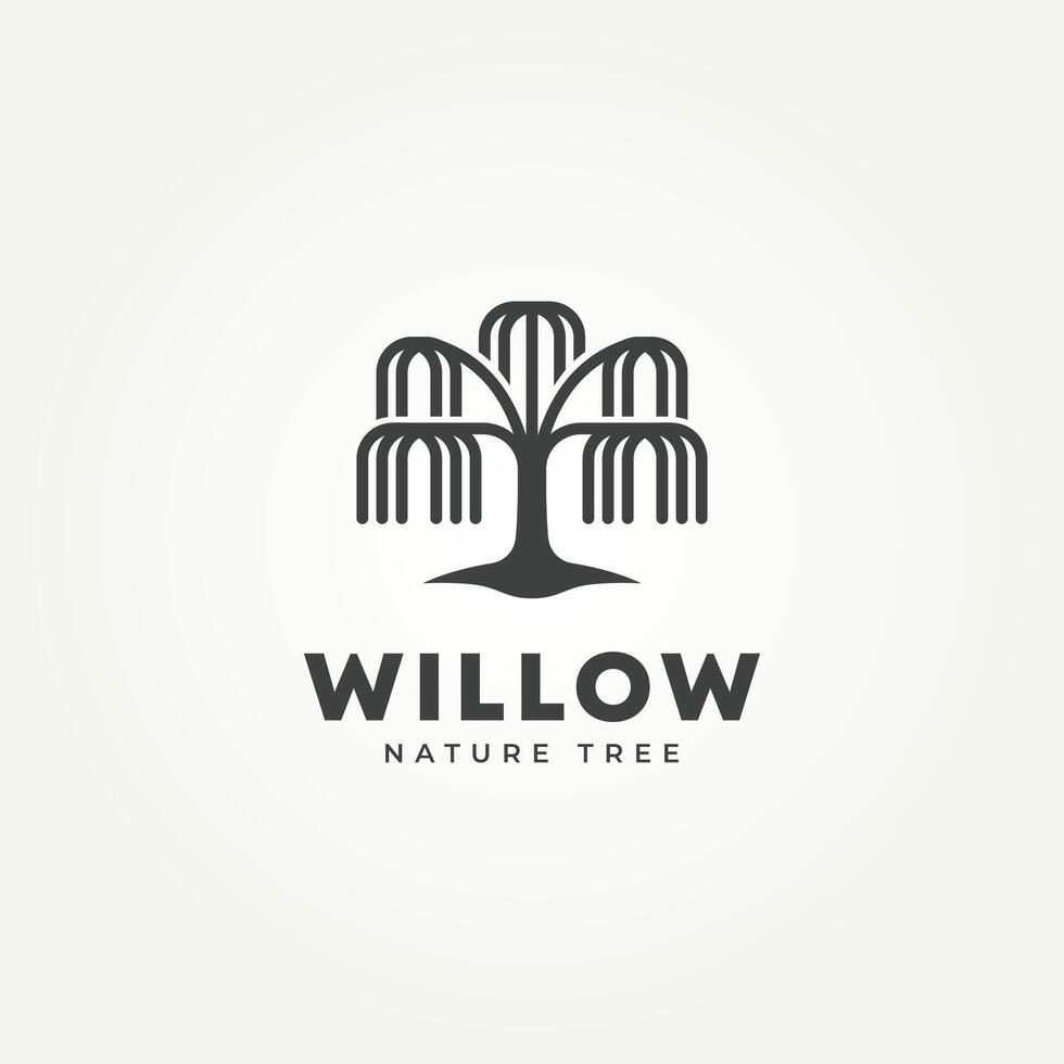 minimalist willow tree nature icon logo illustration design. simple modern recycling, environment associations, wellness centers logo concept vector