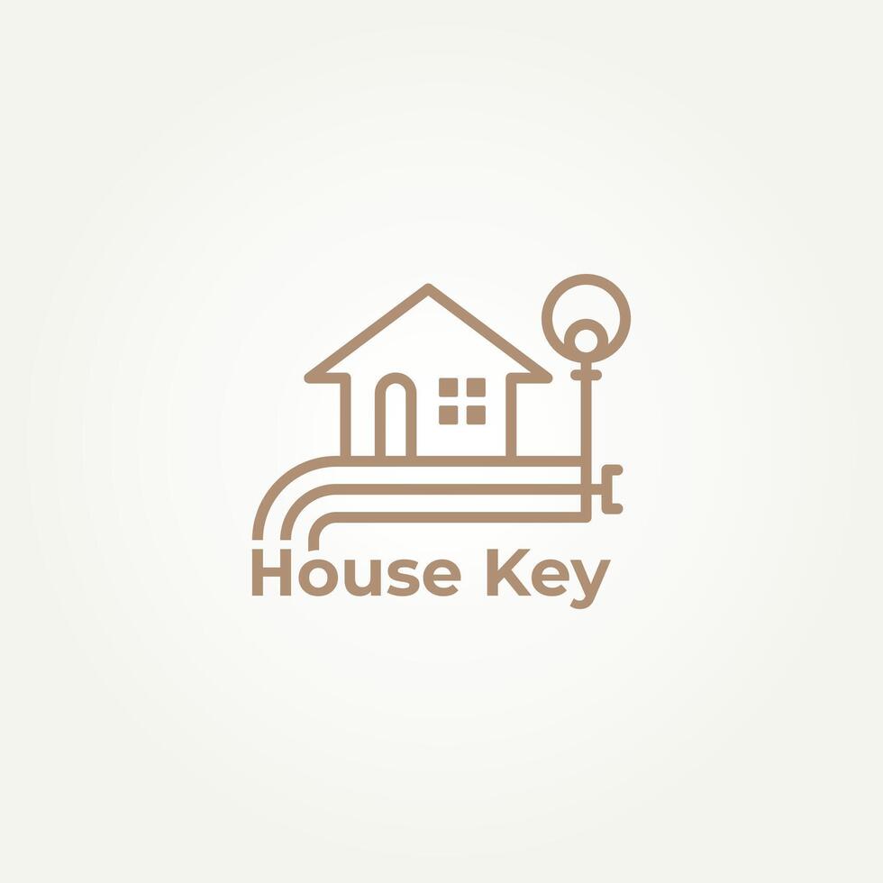 minimalist house key real estate line art icon logo template illustration design. simple modern Home buyer, housing, Property developer logo concept vector