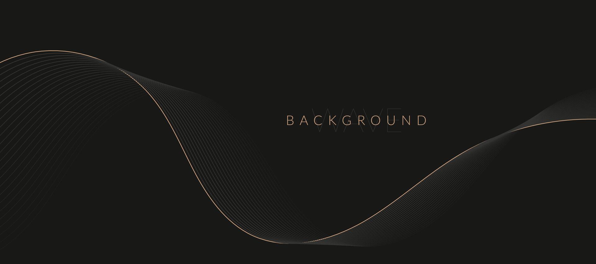 Stylized line art background design with black and golden wavy lines. Design elements of science and technology elements with line design. illustration of black and golden wave lines. vector