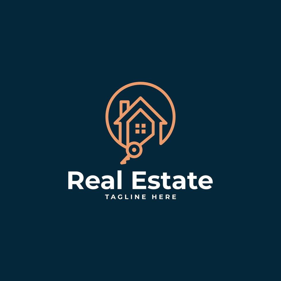 minimal real estate line art icon logo template illustration design. simple modern home buyer, housing, property developer logo concept vector