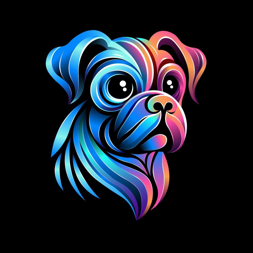 Cute Pug Dog Illustration With Gradient Color vector