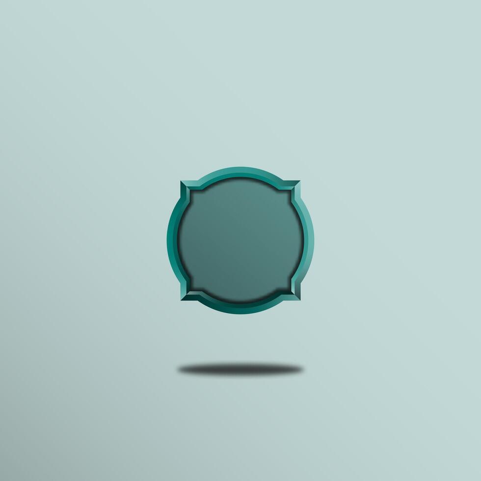 Blank blue label on a gray background. 3d rendering. vector