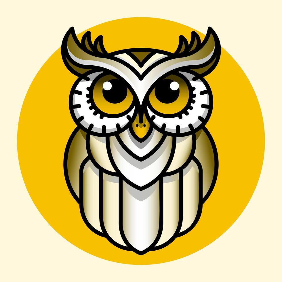 Minimalist Owl Illustration with Outlines and Simplified Features vector