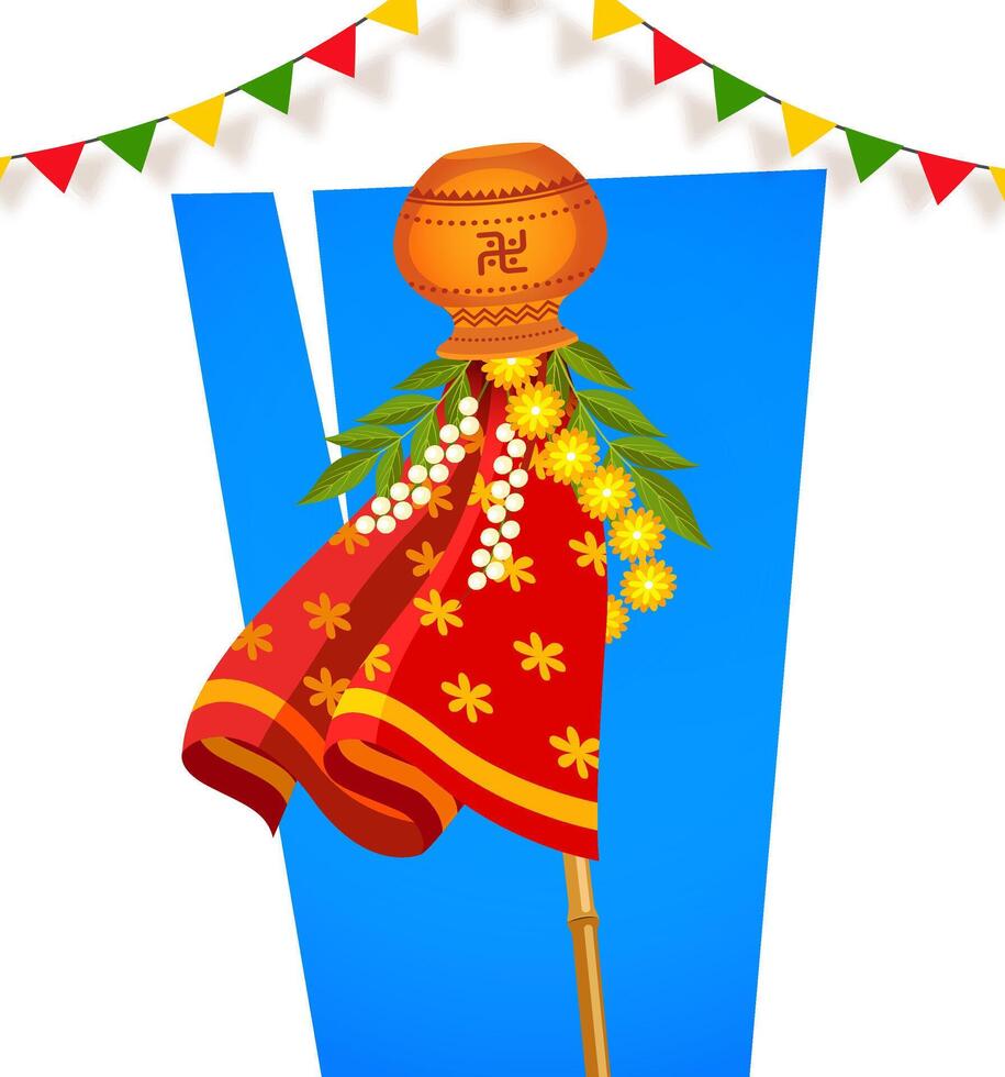 Cultural Hindu New Year festival Gudi Padwa celebration greeting background vector