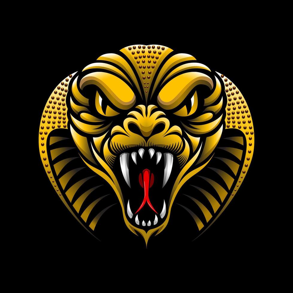 Golden Ferocious Snake Head Illustration vector