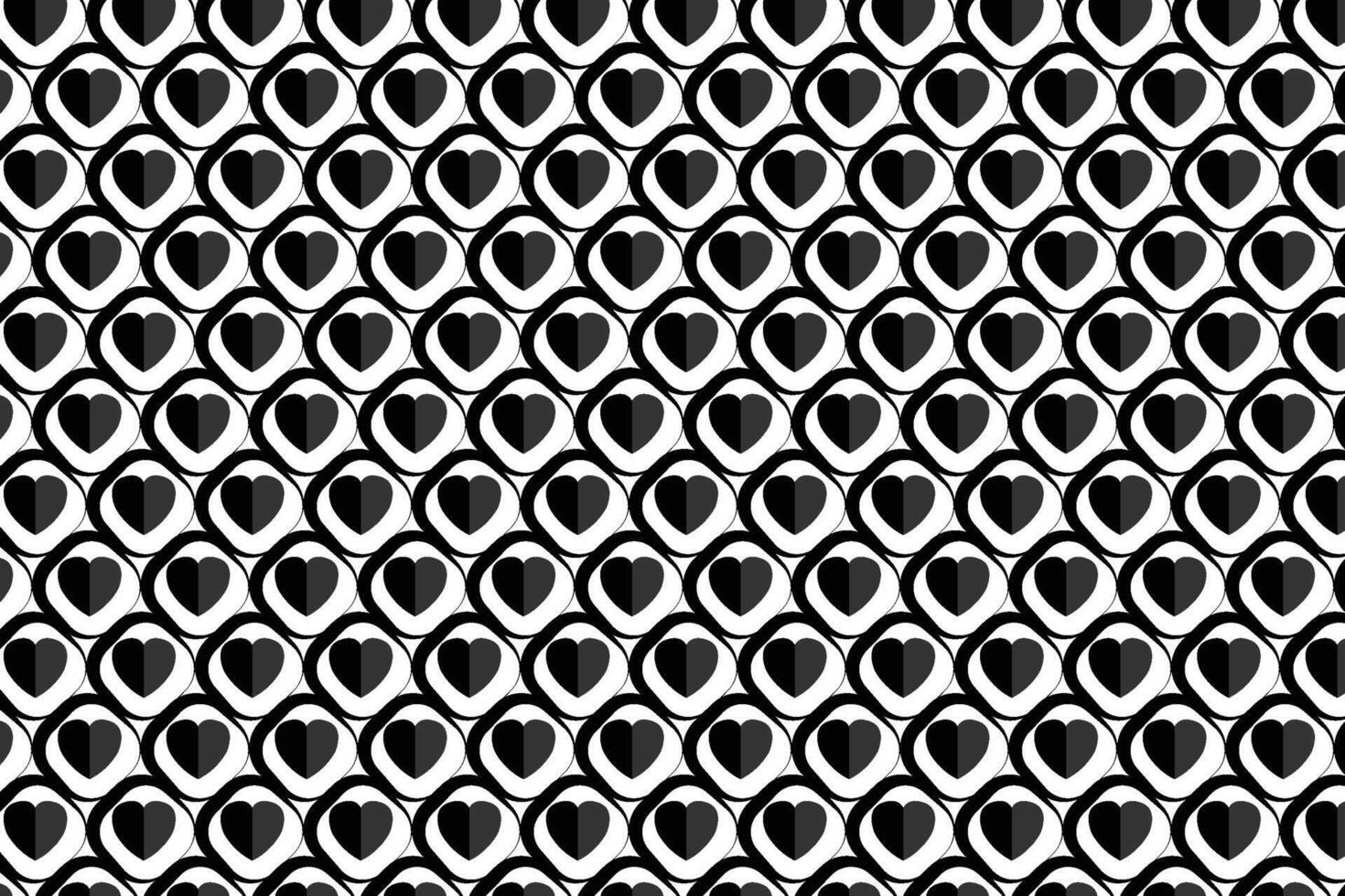 Black heart seamless pattern on white background vector