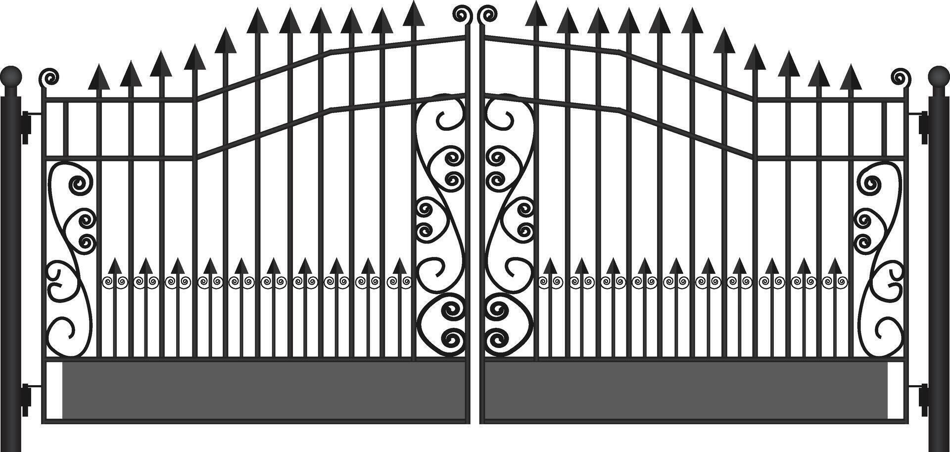 Modern House Wrought Iron Main Gates Design vector