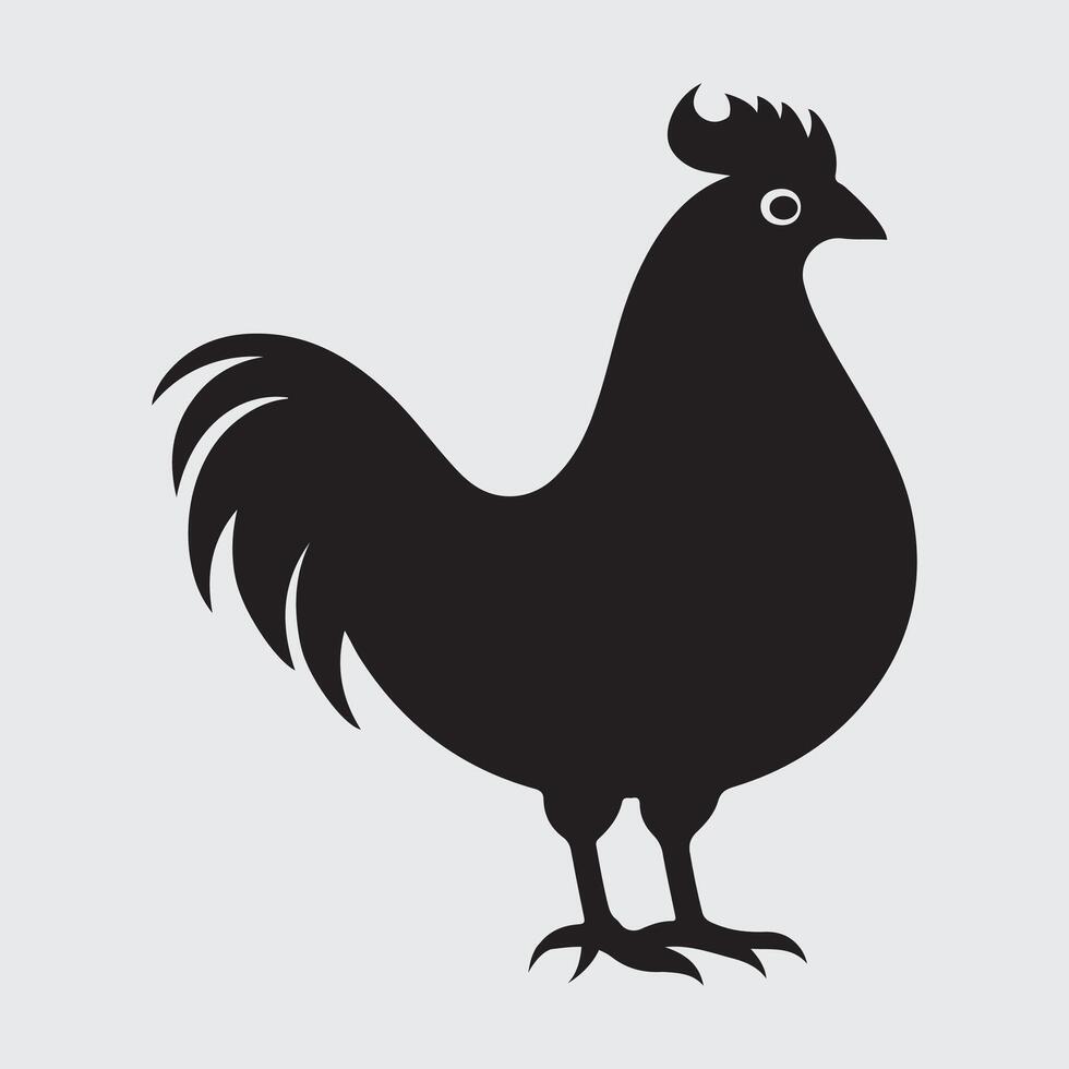 a beautiful hen silhouette icon vector