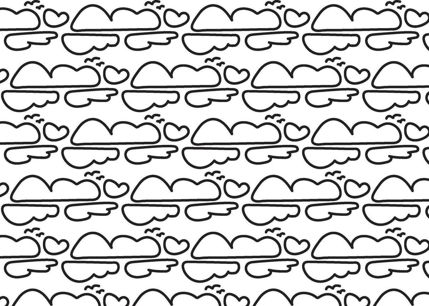 black and white doodle cloud patter background vector