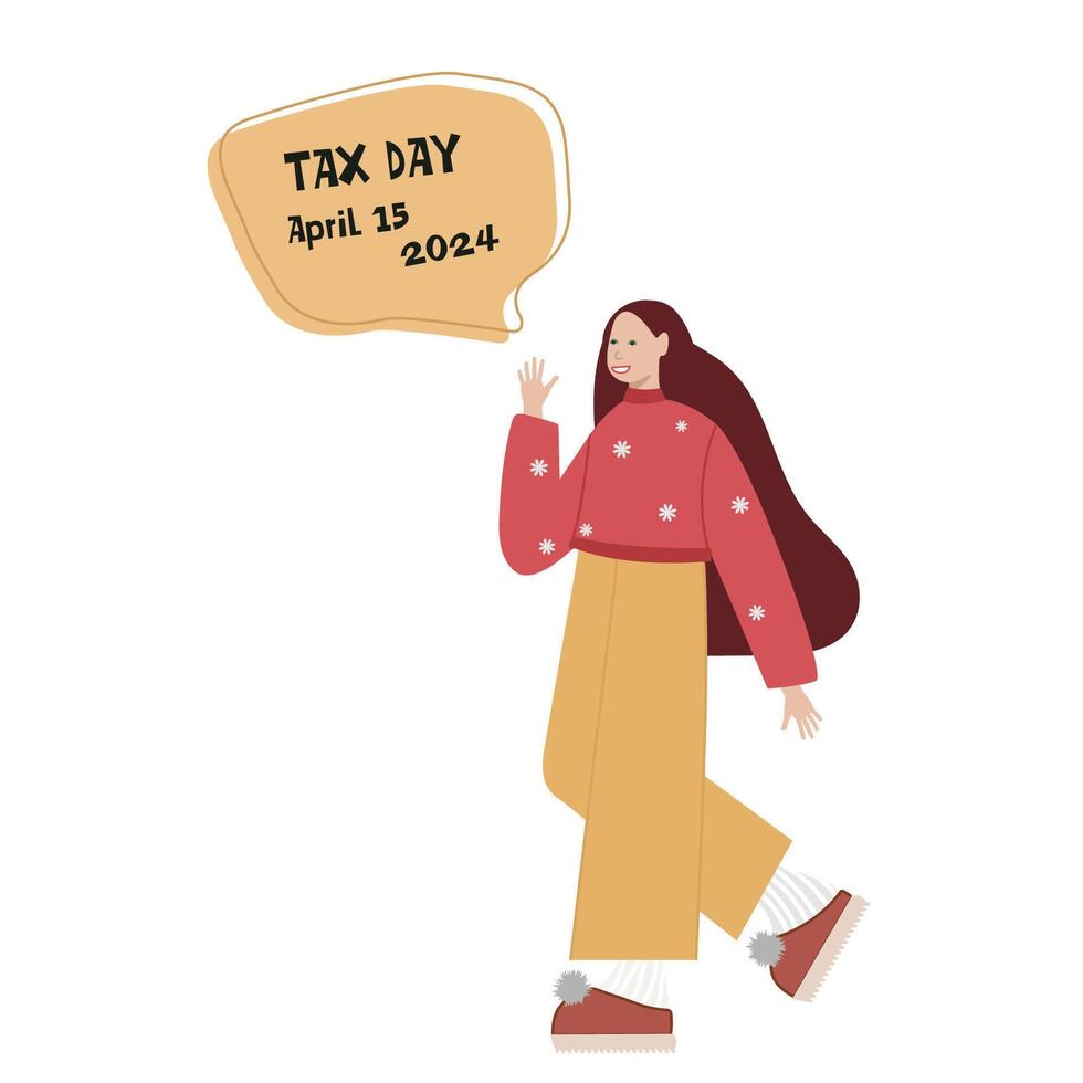 Woman Pointing at Tax Day vector