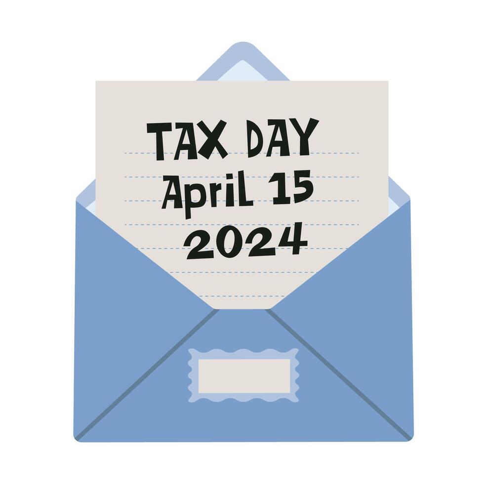 Blue Envelope With Tax Day Sign vector