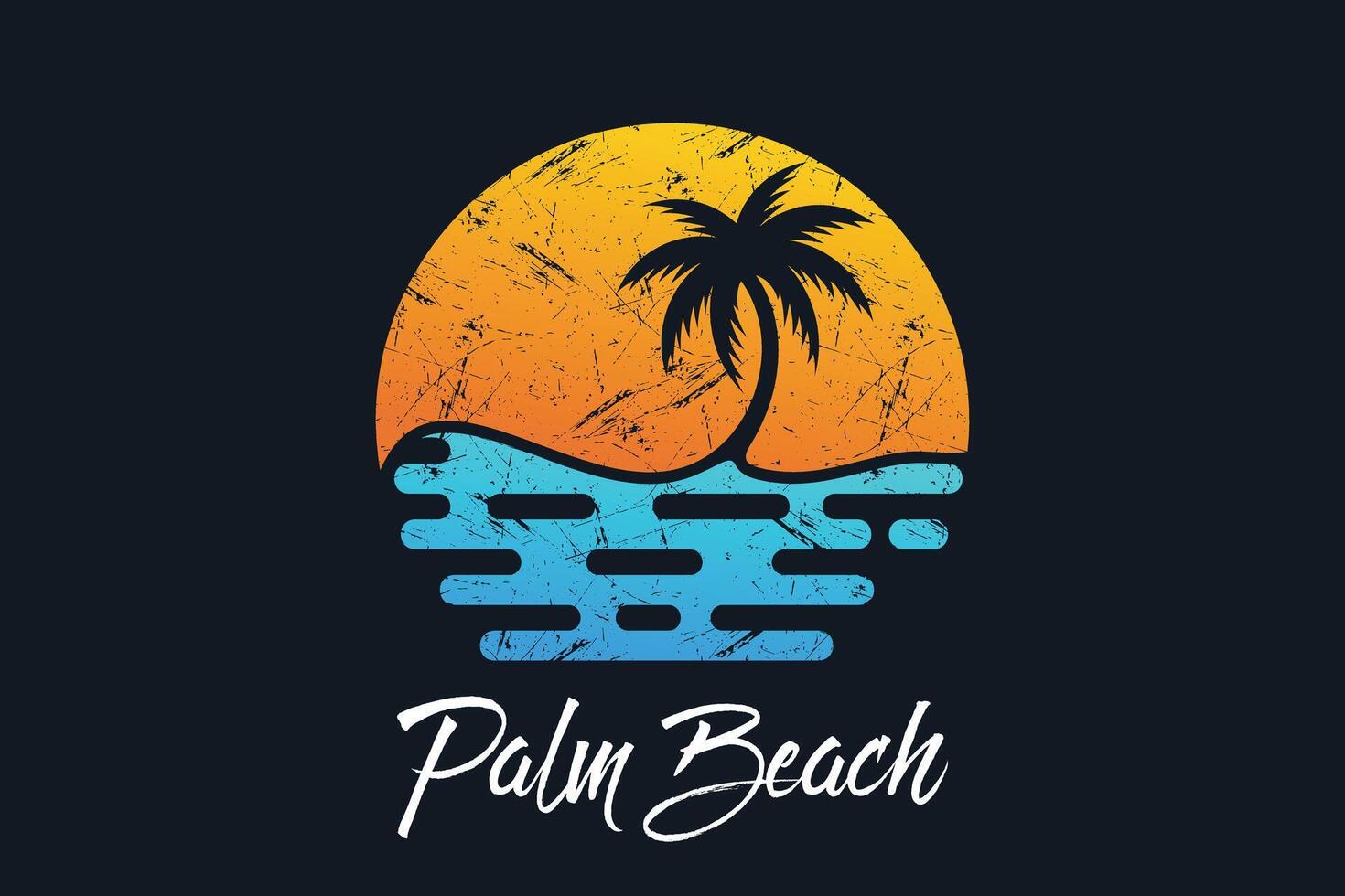 Beach scene with palm trees and the words creative concept vector
