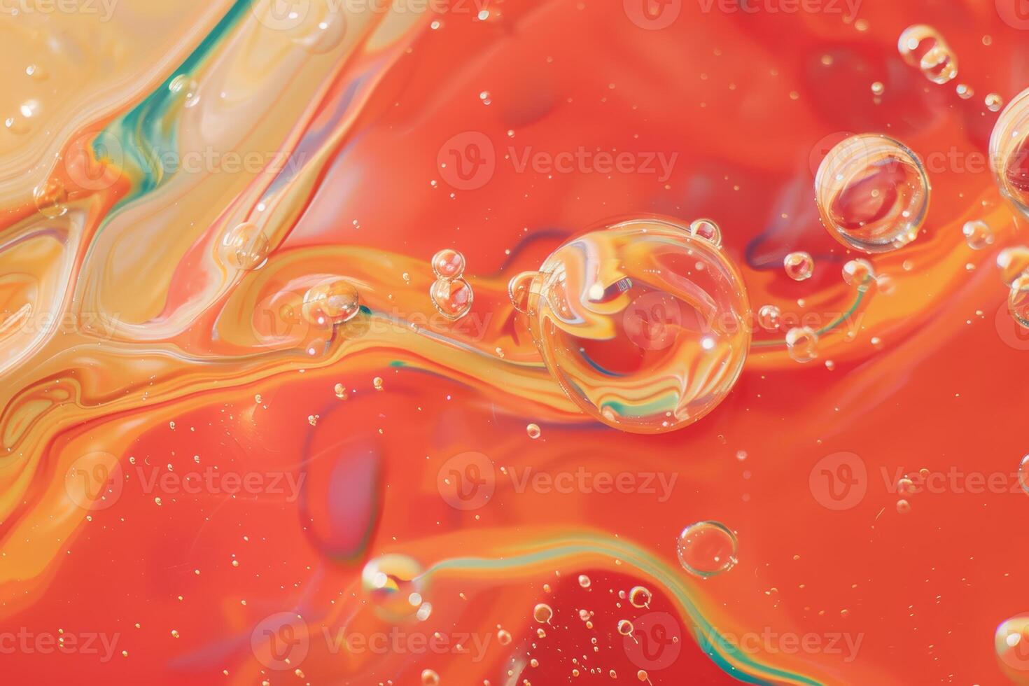 Close Up of Red and Yellow Swirling Liquid photo