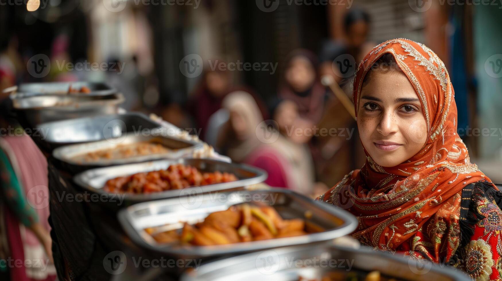 A community volunteer distributing meals to families in need on Eid al-Adha photo