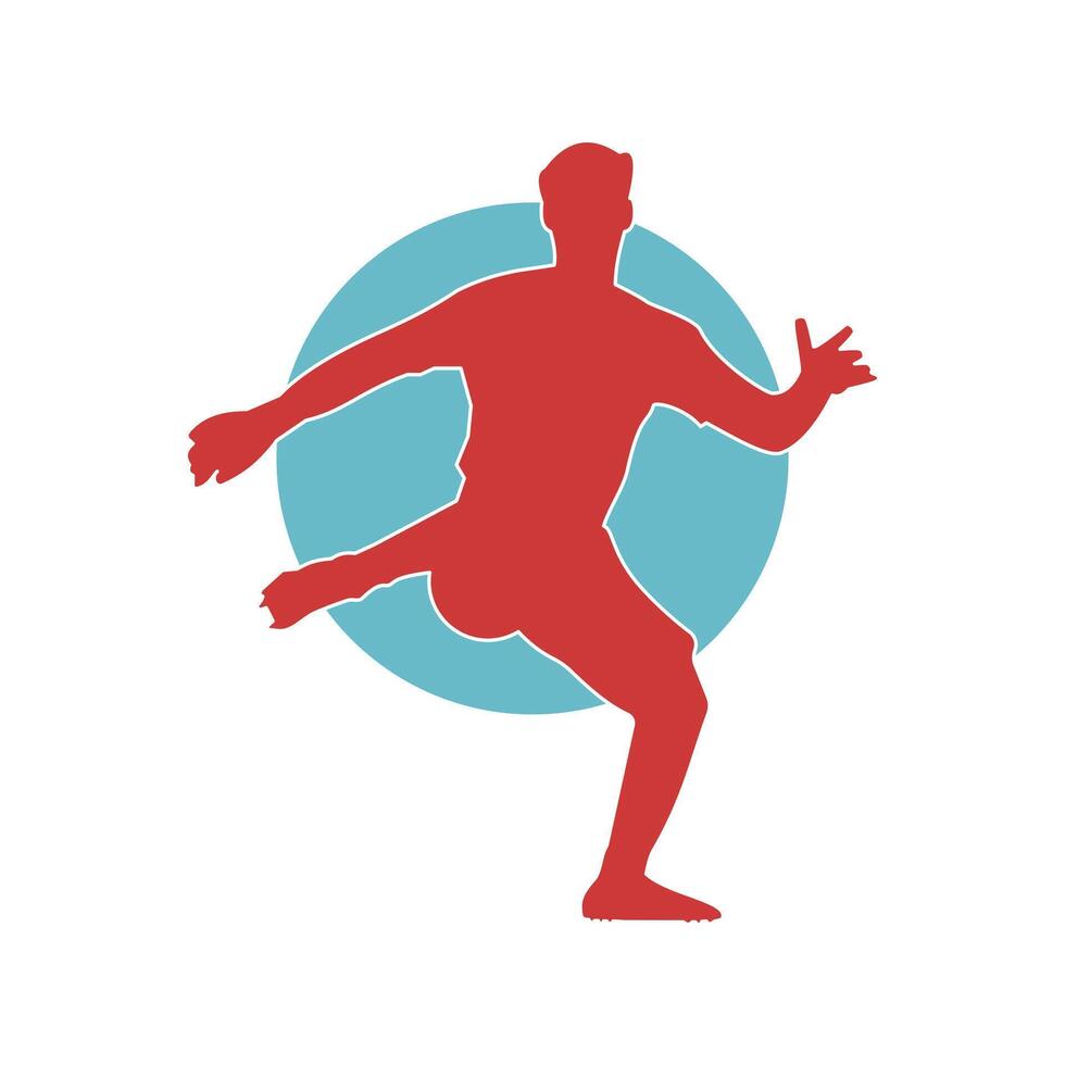 a silhouette of a man kicking a soccer ball vector