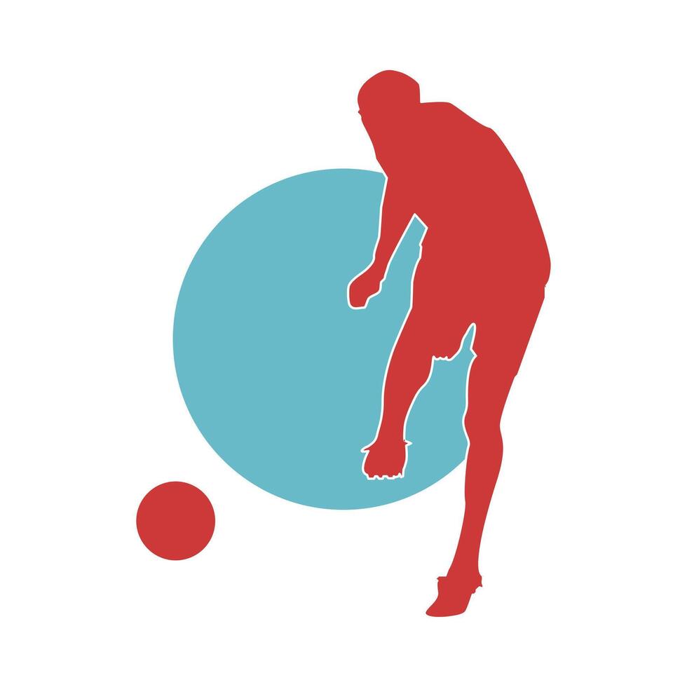 a silhouette of a man kicking a soccer ball vector