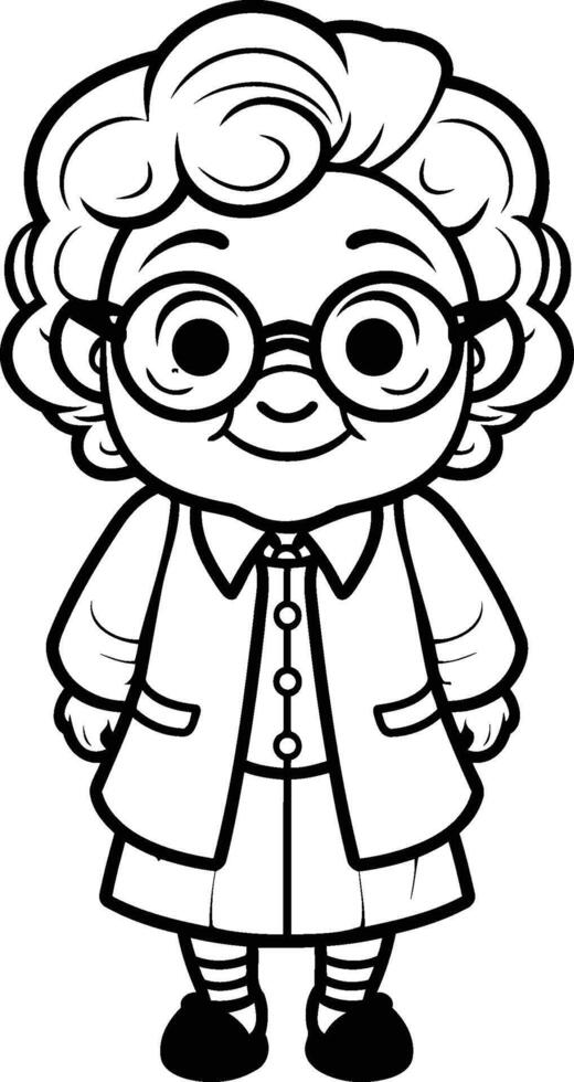 Coloring book for children Grandmother in a dress and glasses vector