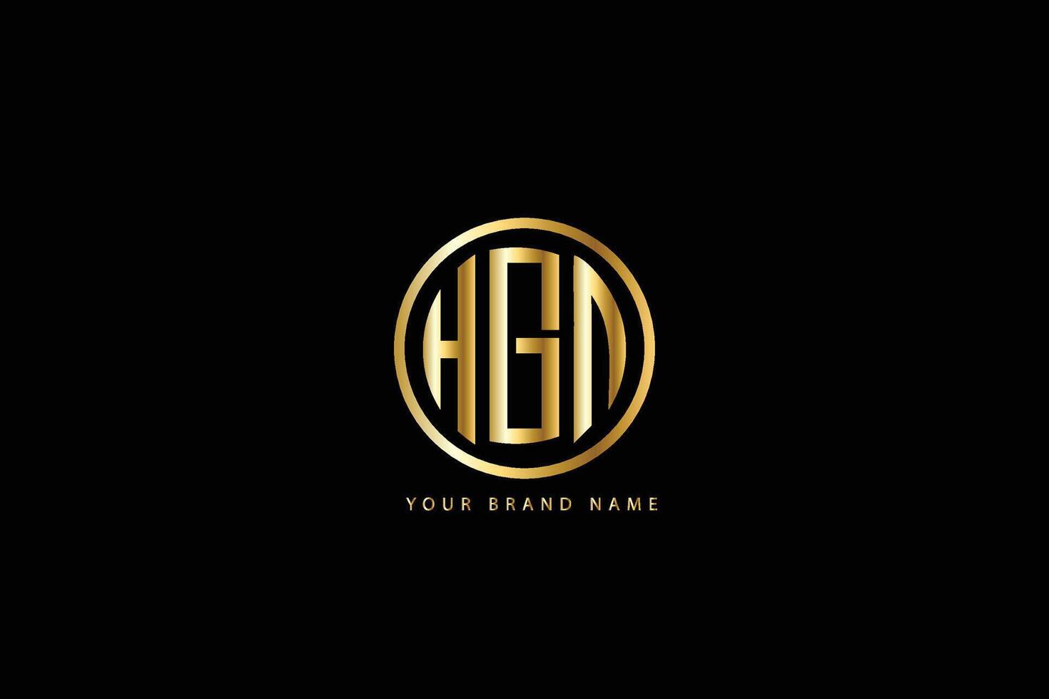 a black background with gold and black text hgn vector