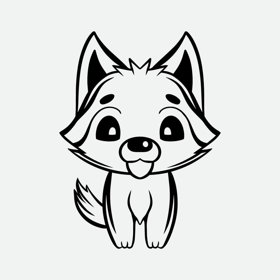 Hand drawn cute dog outline illustration vector