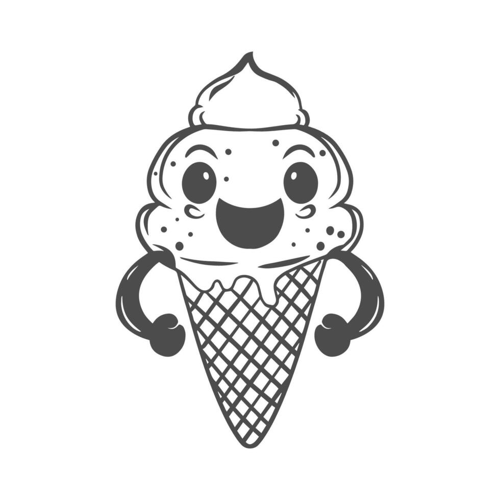 ice cream cone mascot vector