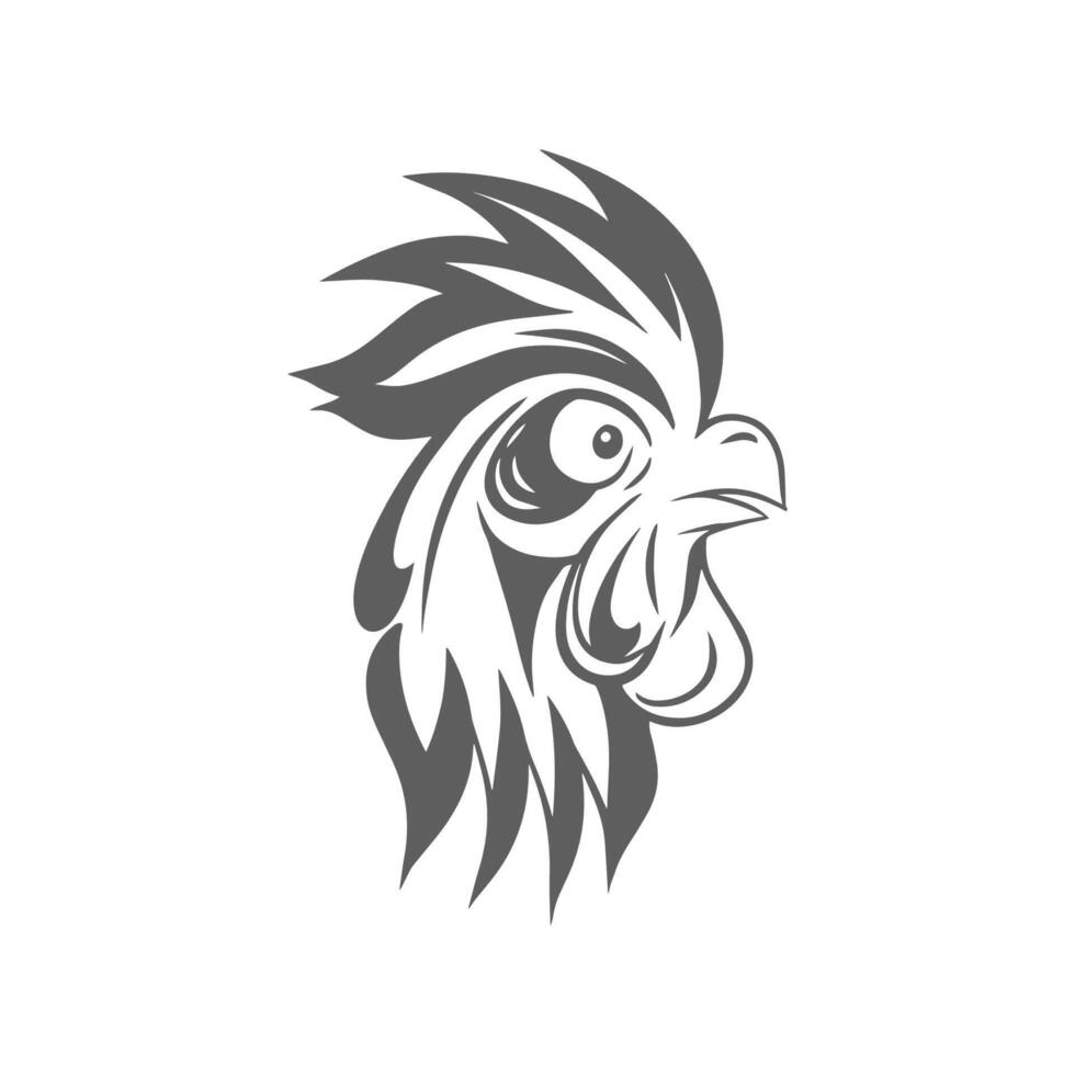 Hand drawn rooster outline vector
