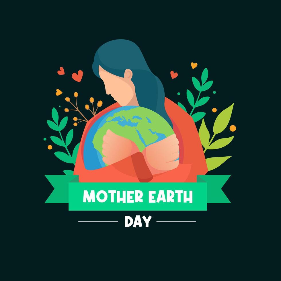 mother earth day illustration social media template vector