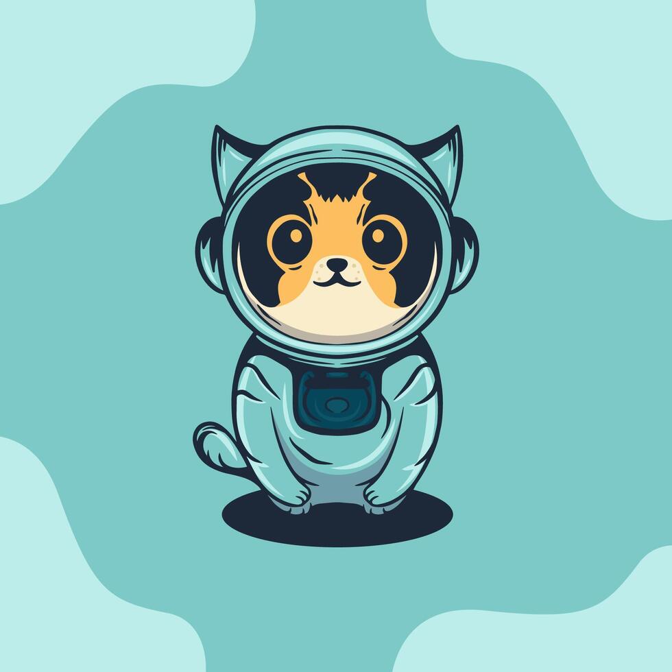 cute cartoon cat in a space suit, illustartion vector