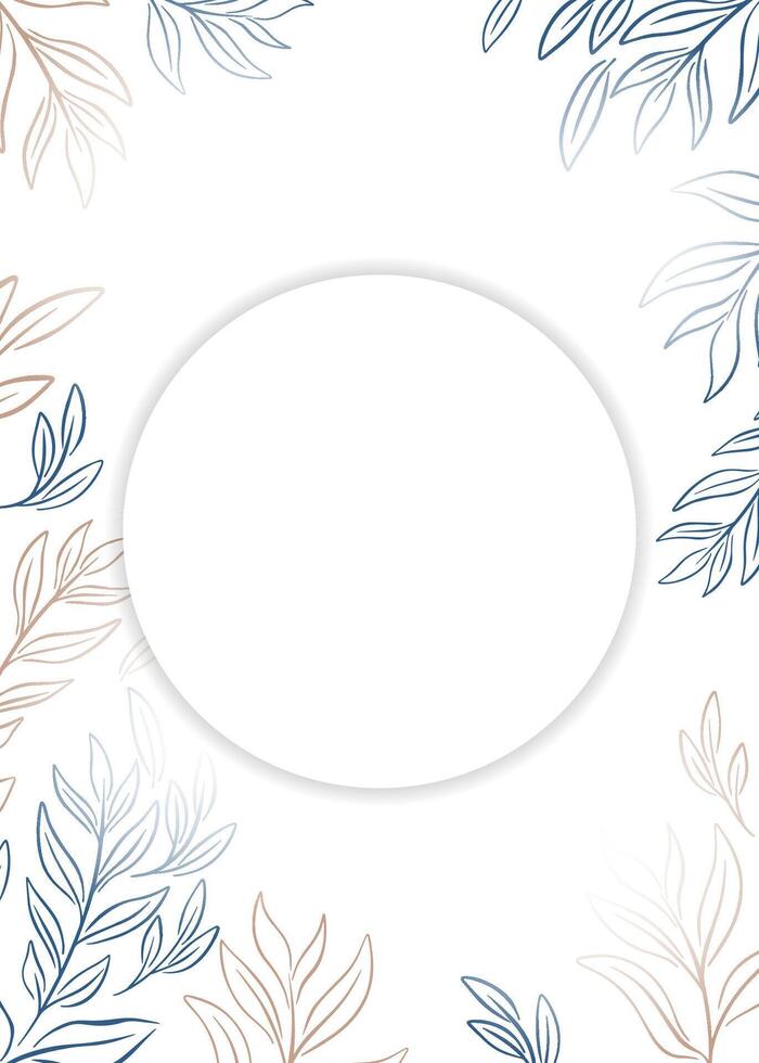 Hand drawn floral outline round frame vector