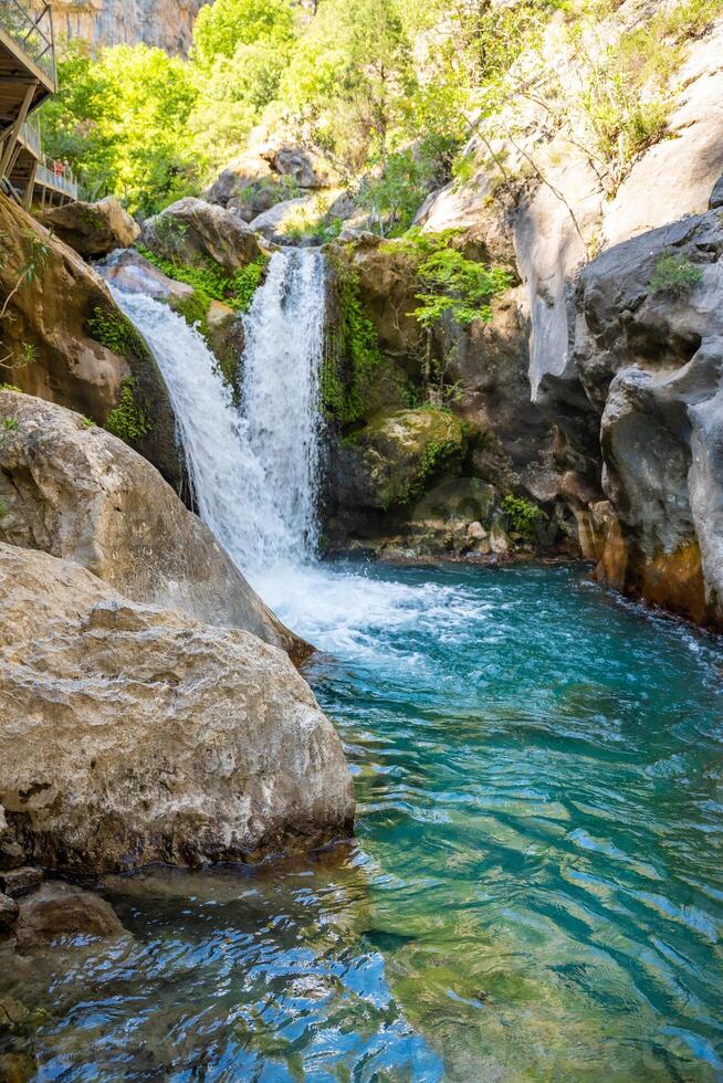 Sapadere canyon with cascades of waterfalls in the Taurus mountains near Alanya, Turkey photo