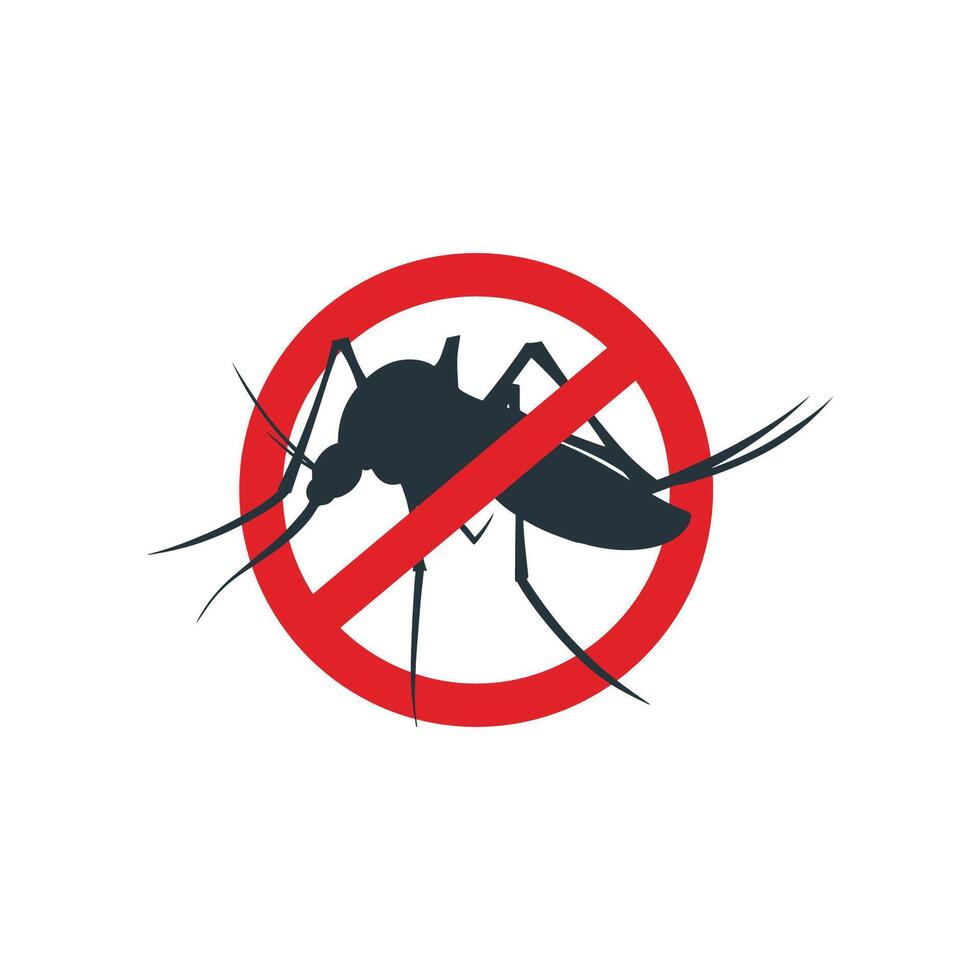 Mosquito warning sign with flat design,danger of malaria vector