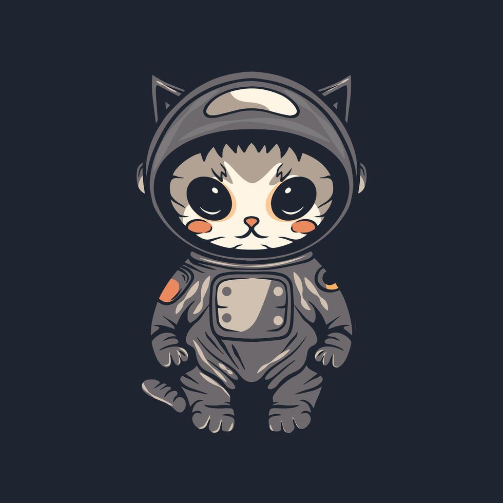 cute female cat in spacesuit vector