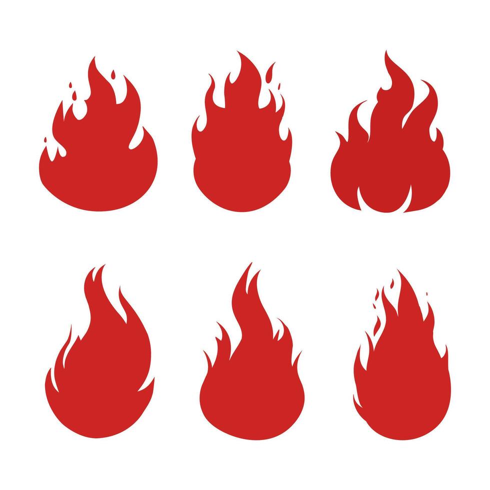 Fire, flame. Red flame set in abstract style on white background vector