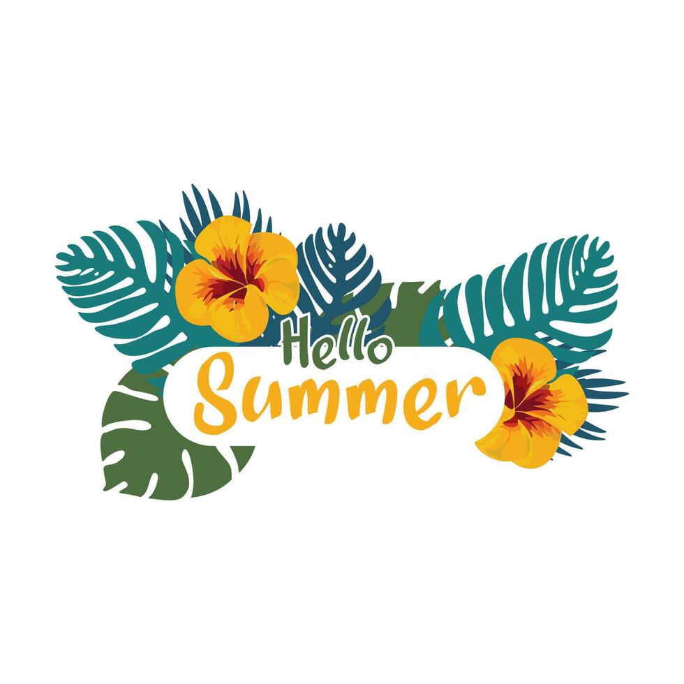 hello summer square background vector