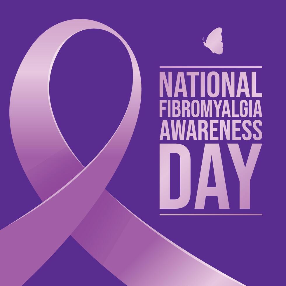 National Fibromyalgia Awareness Day design template. purple ribbon . ribbon . flat design. eps 10. vector