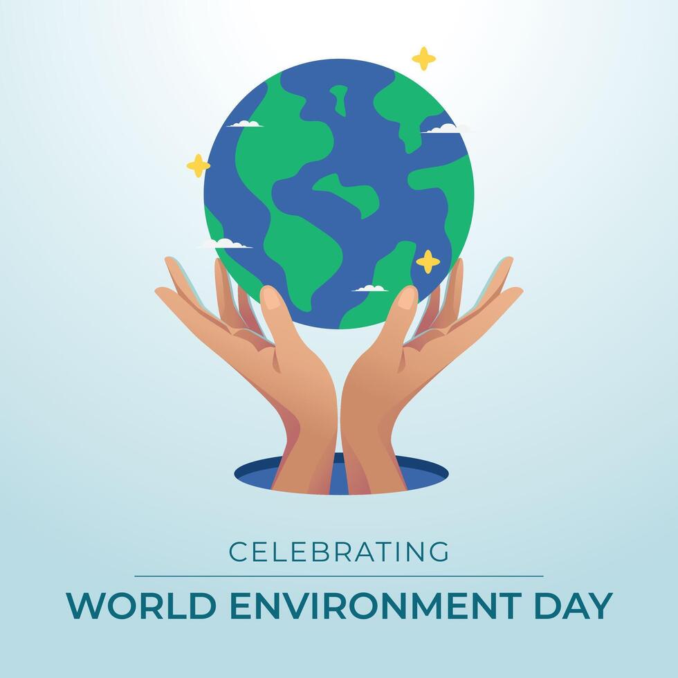 World Environment Day design template. earth . hand . environment design. flat design. eps 10. vector