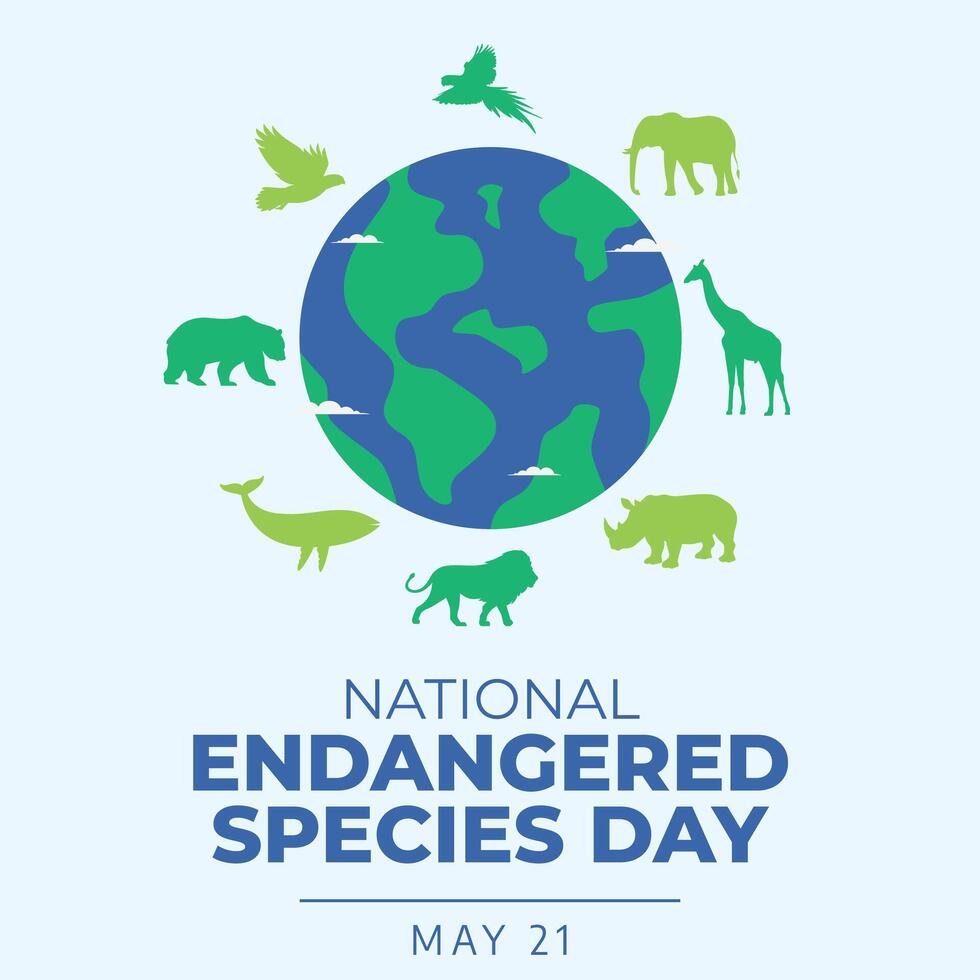 Endangered Species Day design template. animal silhouette design. globe . eps 10. flat design. vector